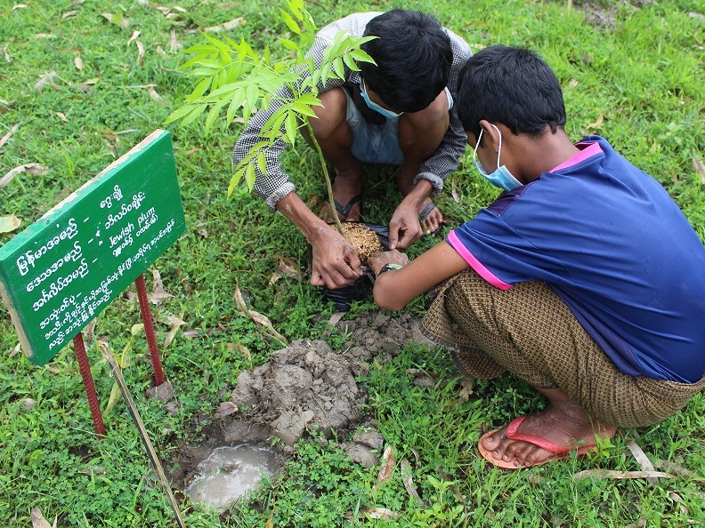 小学校に環境体験学習の場を…。教材林の整備活動：ミャンマー