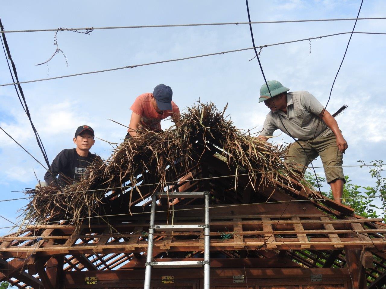 直営畑のあずま屋の屋根修繕：ベトナム